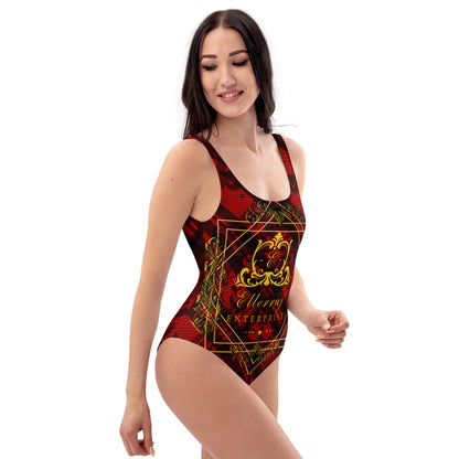 Ellerruj One-Piece Swimsuit Red Plaid