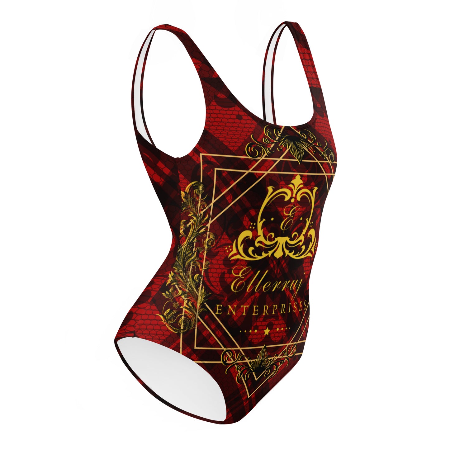 Ellerruj One-Piece Swimsuit Red Plaid