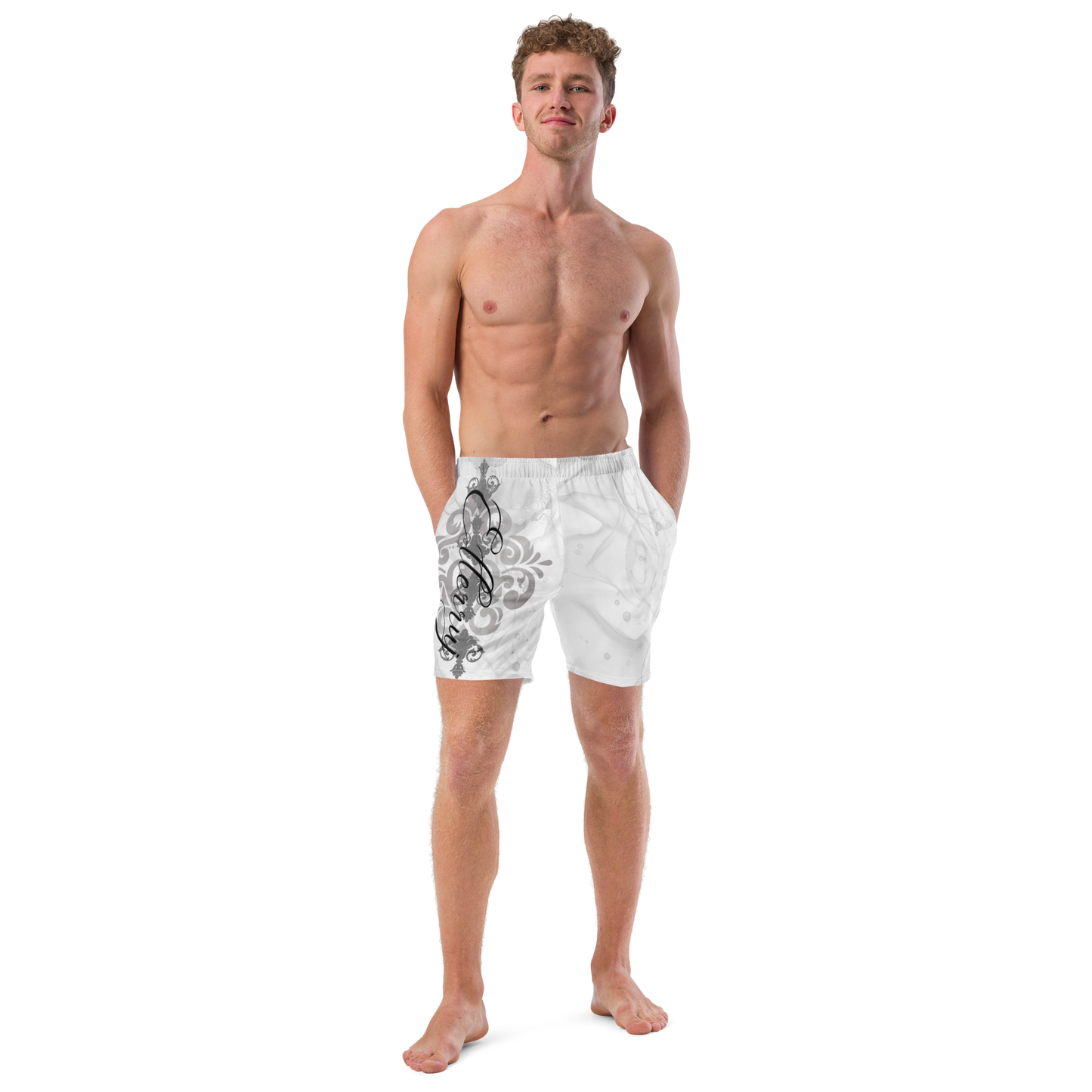 Ellerruj Swim Trunks White Side Print